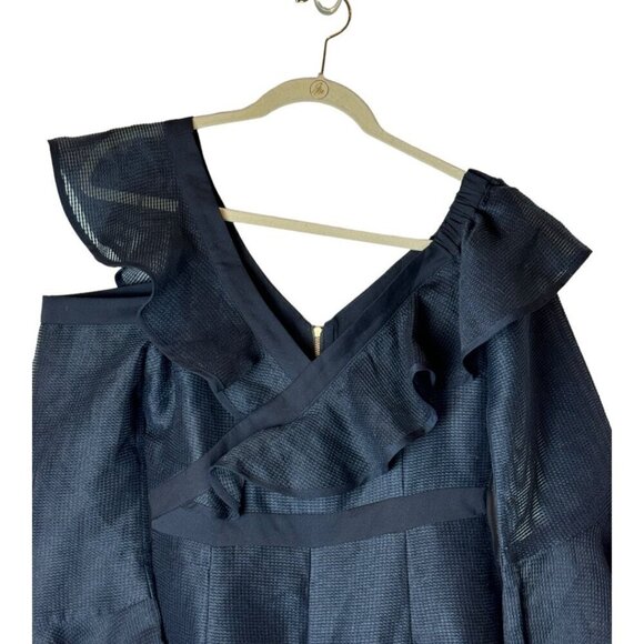 Keepsake Romper Women Medium Navy Blue Bell Sleeve Flashing Lights Playsuit‎ NWT - Picture 4 of 12